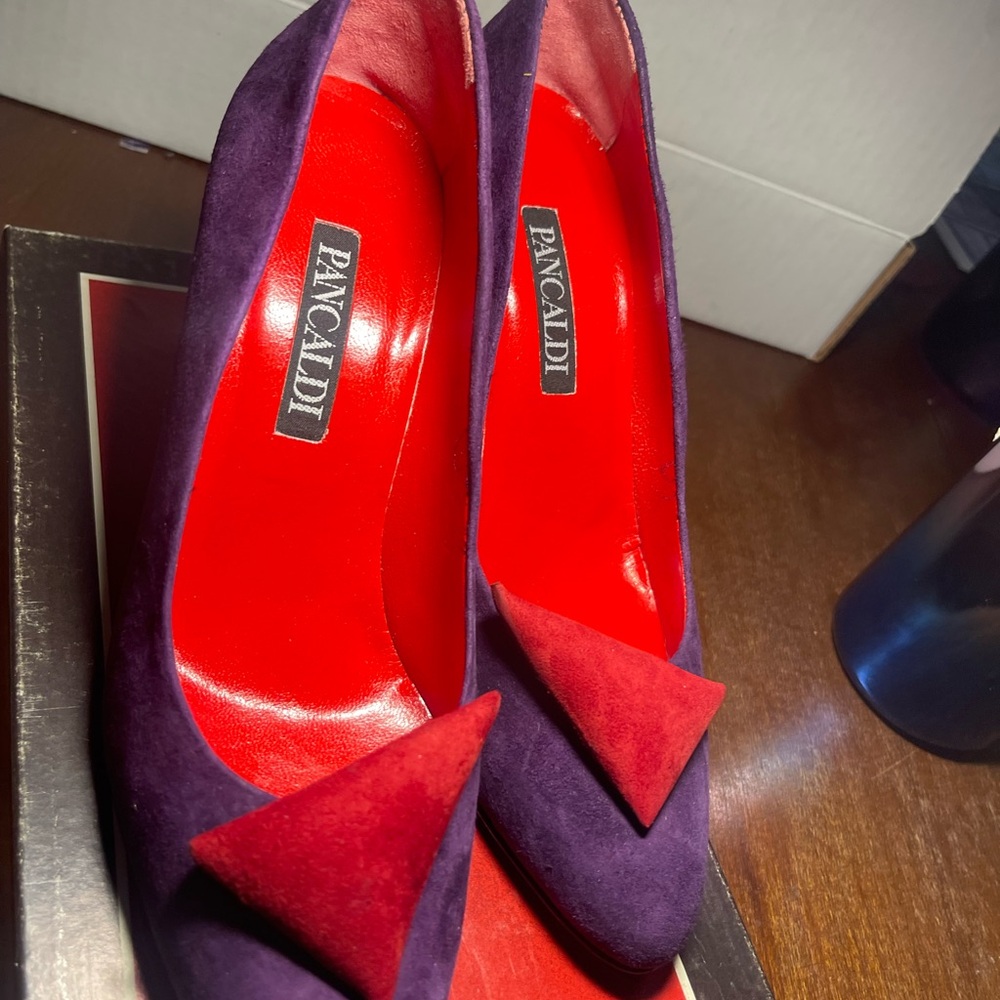 Vintage Pancaldi 7.5 Purple, Red, blue Heels